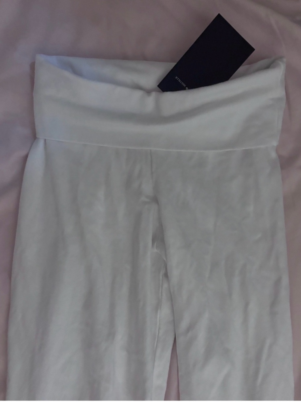 Brandy Melville Priscilla Pants White Fold-Over Waist Leggings